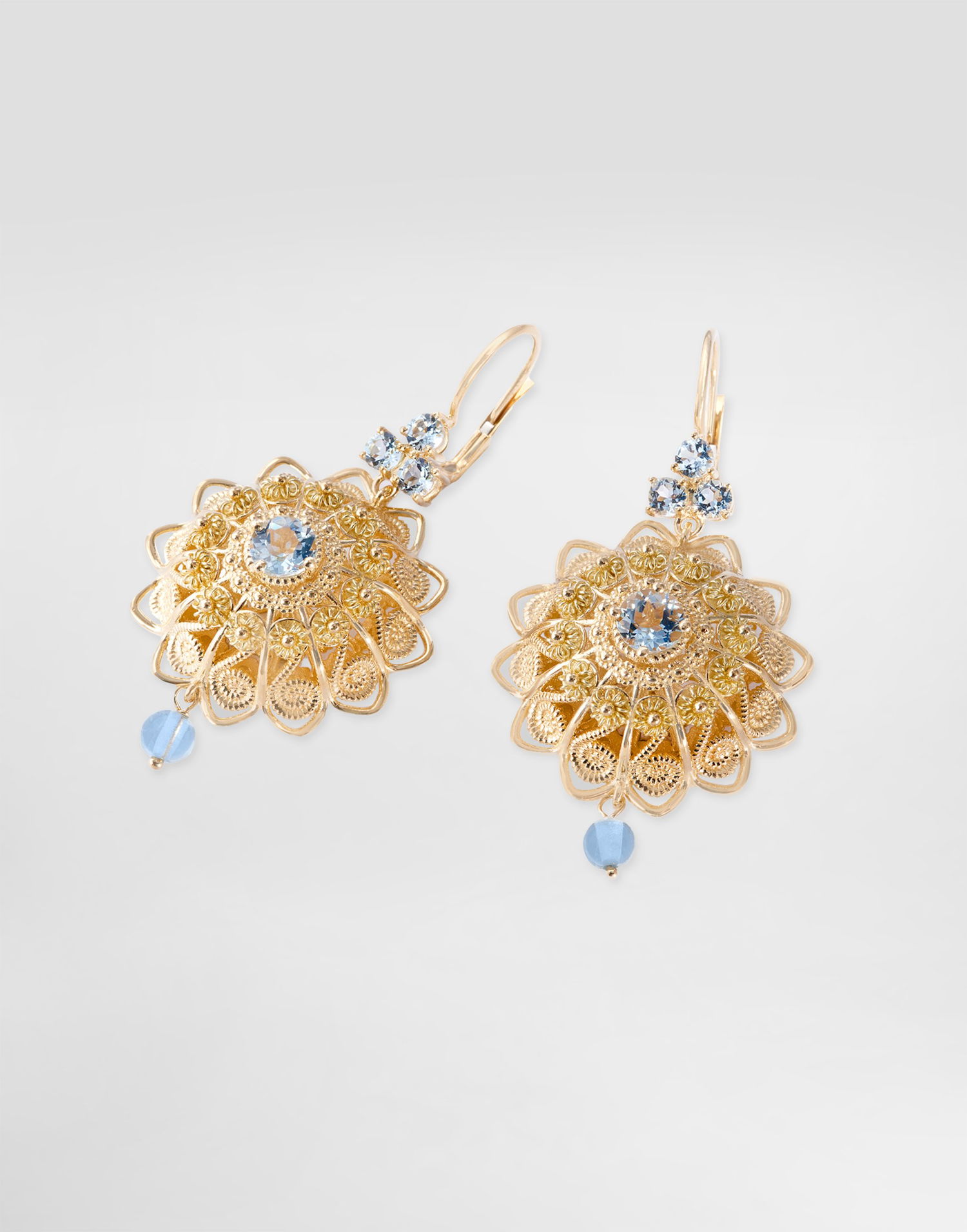 Обеци Dolce & Gabbana Dolce & Gabbana Filigree Yellow Gold & Aquamarine Drop Earrings Жълто | WEJP1GWAQ01ZOO00, 0