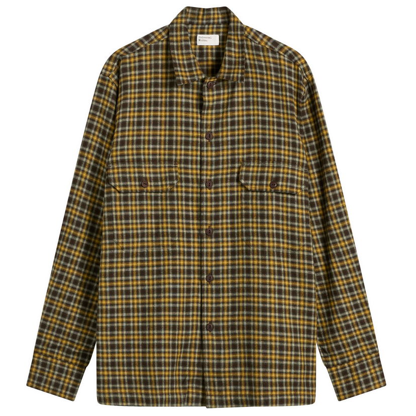 Риза Universal Works Universal Works Bang Check Utility Overshirt, Size Small Кафяво | 33573-BRN