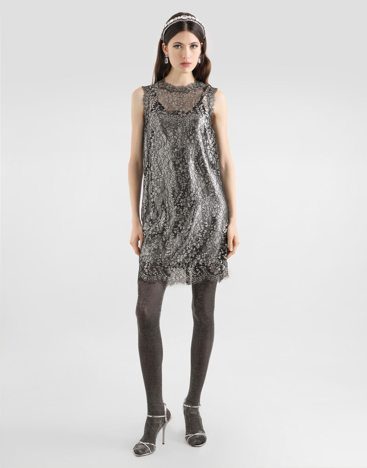 Pокля Dolce & Gabbana Lamé Lace Dress Черно | F6ATYTILMCFS0998, 1