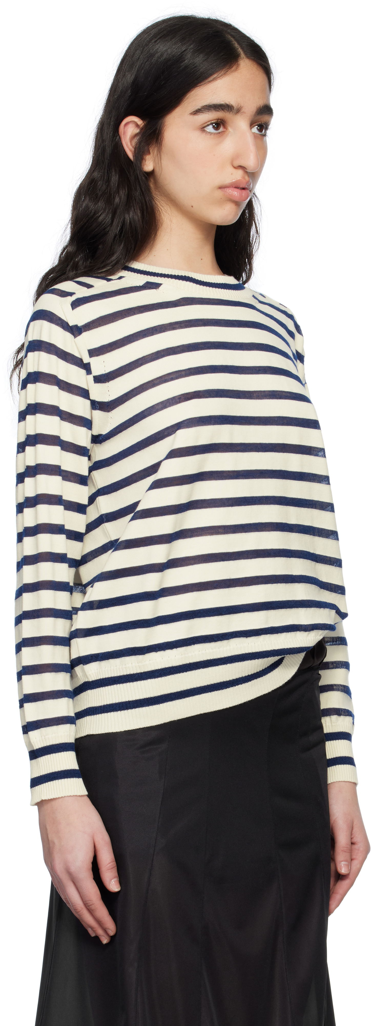 Пуловер Comme des Garçons Comme Des Garçons Horizontal Stripe Cotton Sweater Бяло | TO-N007-S25, 1