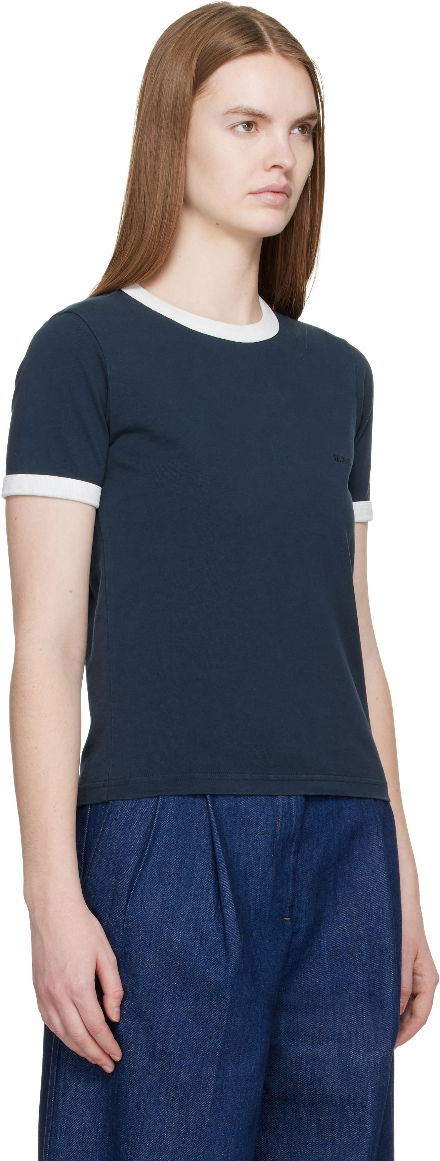 Тениска A.P.C. Crop Short-Sleeve Contrast T-shirt Тъмно синьо | COHBQ-F26550, 1