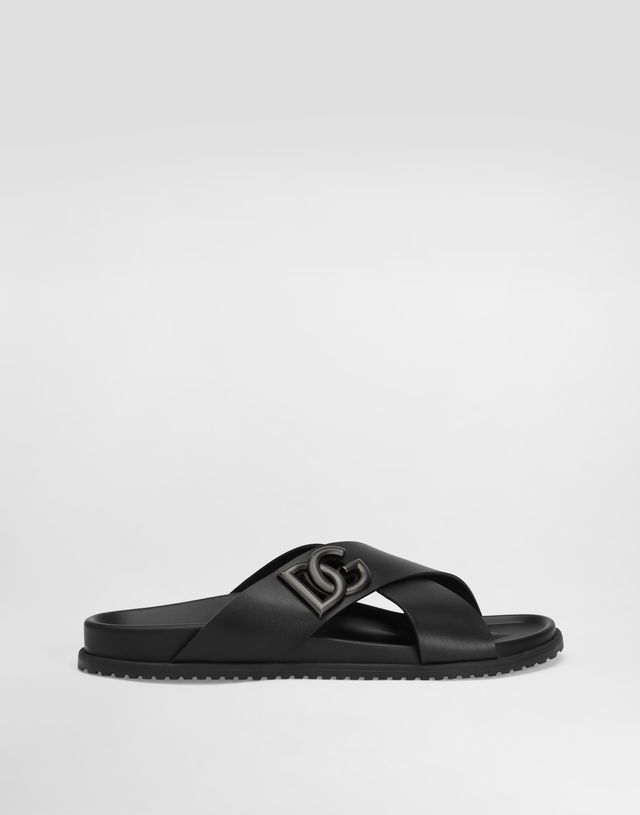 Dolce & Gabbana Calfskin Slides with DG Logo