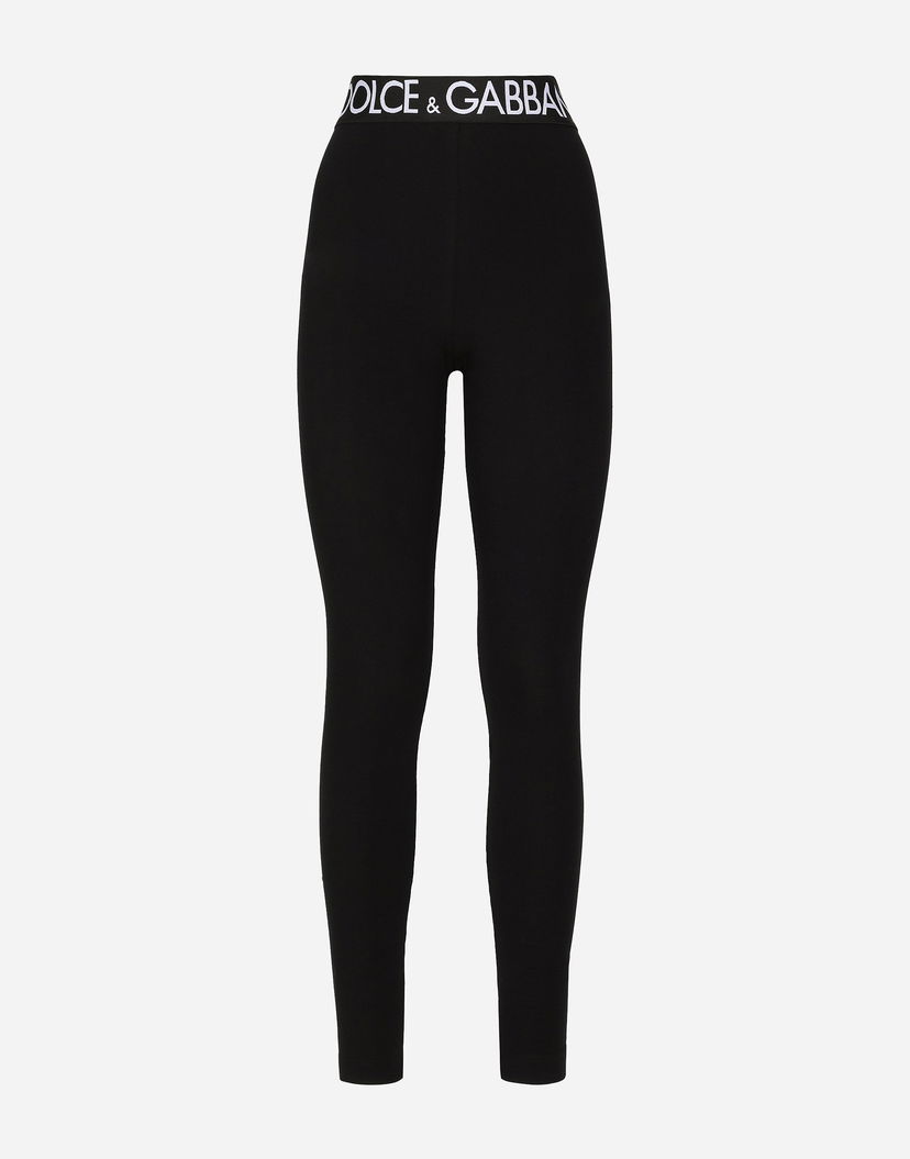Клинове Dolce & Gabbana Dolce & Gabbana Jersey Leggings With Branded Elastic Черно | FTB5TTFUGFJN0000