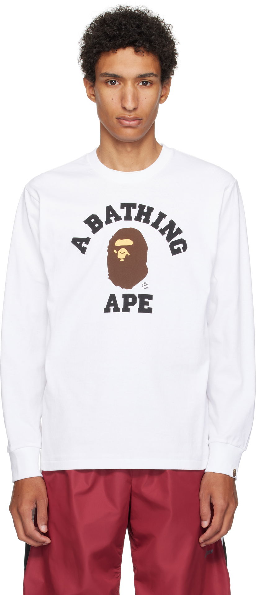 Тениска BAPE A Bathing Ape College Long Sleeve T-Shirt Бяло | 001LTL301013M