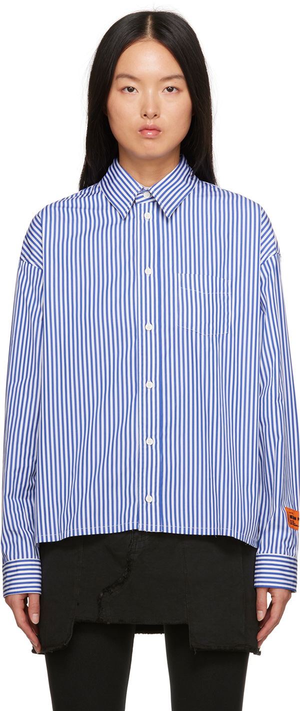 Риза HERON PRESTON Striped Shirt Синьо | HWGE005F23FAB0014632, 0