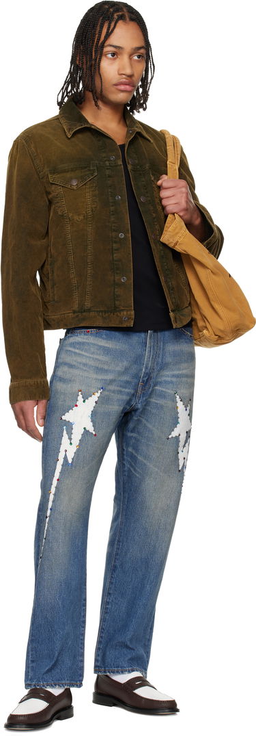 Дънки BAPE Colorful Studded Lightning Bolt 13oz Denim Jeans Синьо | 001DPL801002M, 3