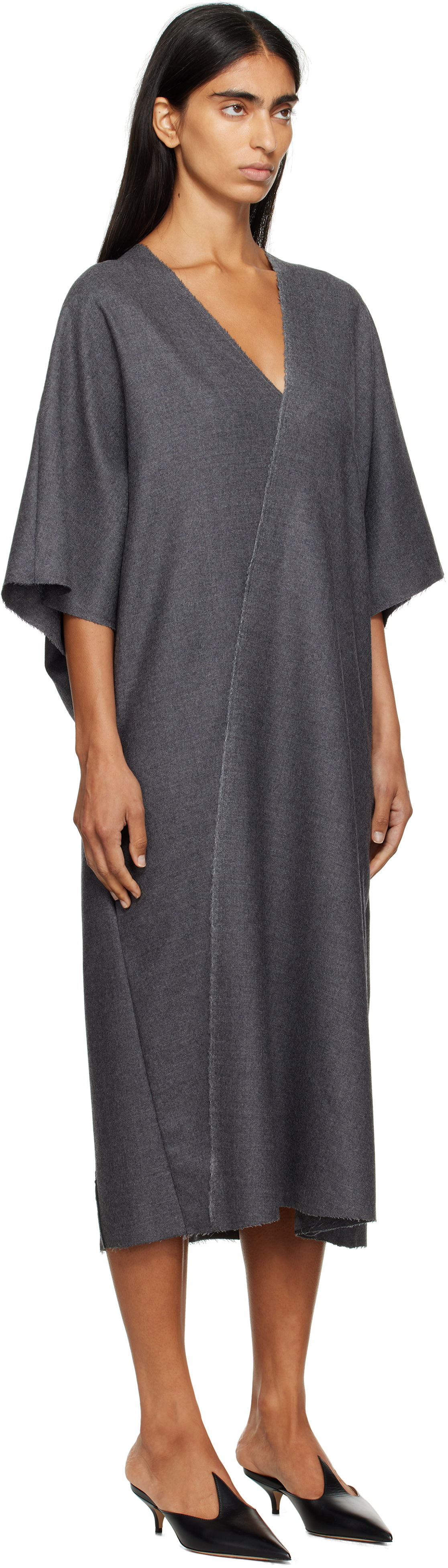 Pокля Maison Margiela MM6 Maison Margiela Raw Edge Midi Dress Сиво | S52DD0066 M35466, 1