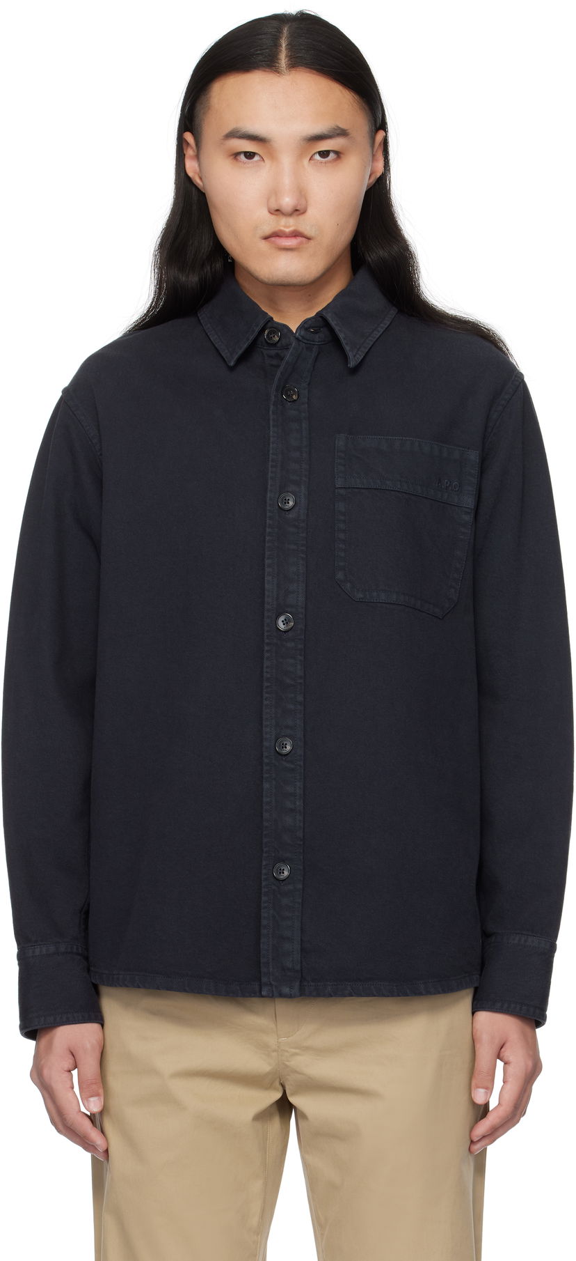 Риза A.P.C. Chest Pocket Overshirt Тъмно синьо | COGZV-H02918