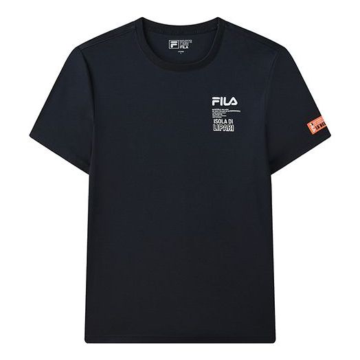Тениска FILA Alphabet Print Short Sleeve T-Shirt Черно | F11M128117F-NV, 0
