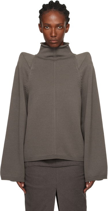 Пуловер Rick Owens Concordians Con Ribbed Knit Structured Shoulder Turtleneck Сиво | RO02E4657 KWVLH, 0