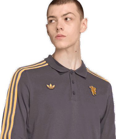 Поло тениска adidas Originals Manchester United Icon Long Sleeve Polo Shirt Сиво | jn2822, 3