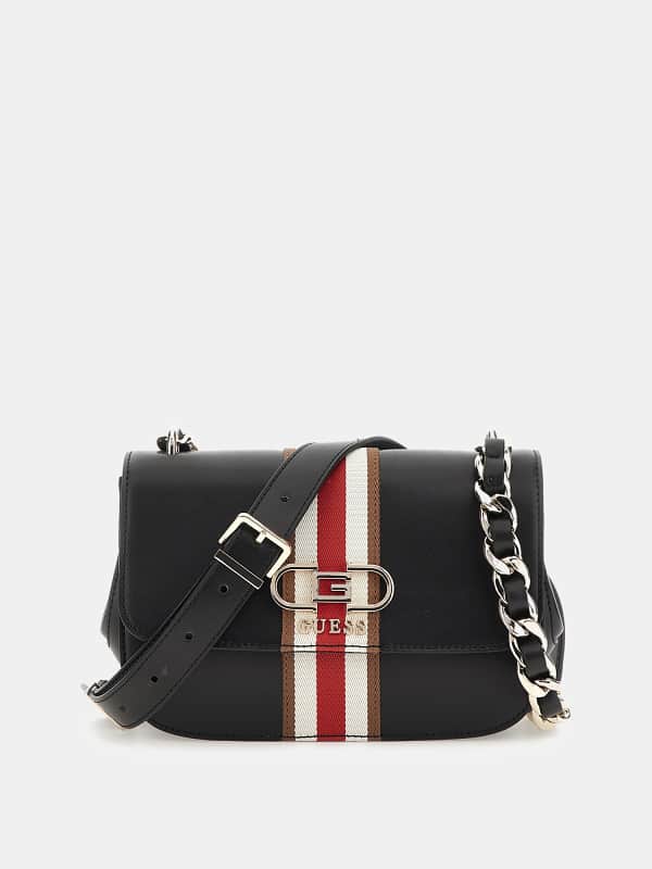 Дамска чанта GUESS Nelka Front-Stripe Mini Crossbody Черно | HWVG9307200, 0