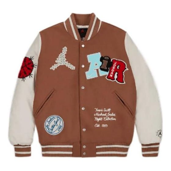 Яке бомбър Jordan Travis Scott Varsity Jacket Кафяво | DO4104-256