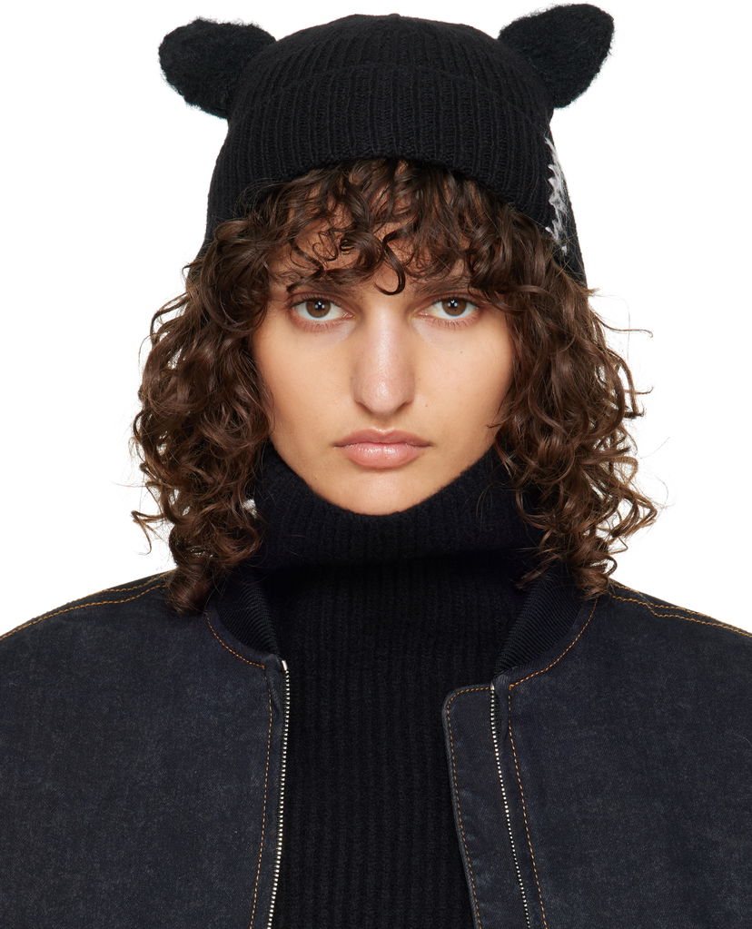 Шапка Marni Wool & Mohair Ears Beanie Черно | CLZC0154Q0 UFH948