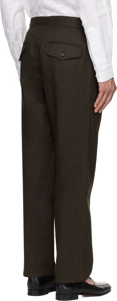Панталони Bode Bode Lightweight Linen Side-Buckle Trousers Кафяво | MRS25BT072, 2
