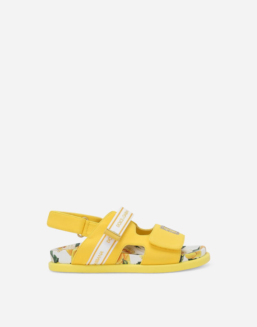 Кецове и обувки Dolce & Gabbana Spandex Fabric Floral Print Sandals Жълто | D11238AA975HA3VO