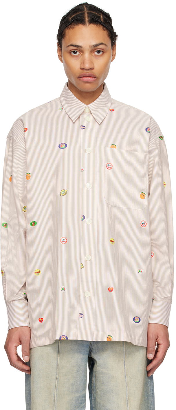 Риза KENZO Paris Fruit Stickers Shirt Бежово | FE55CH5079A1