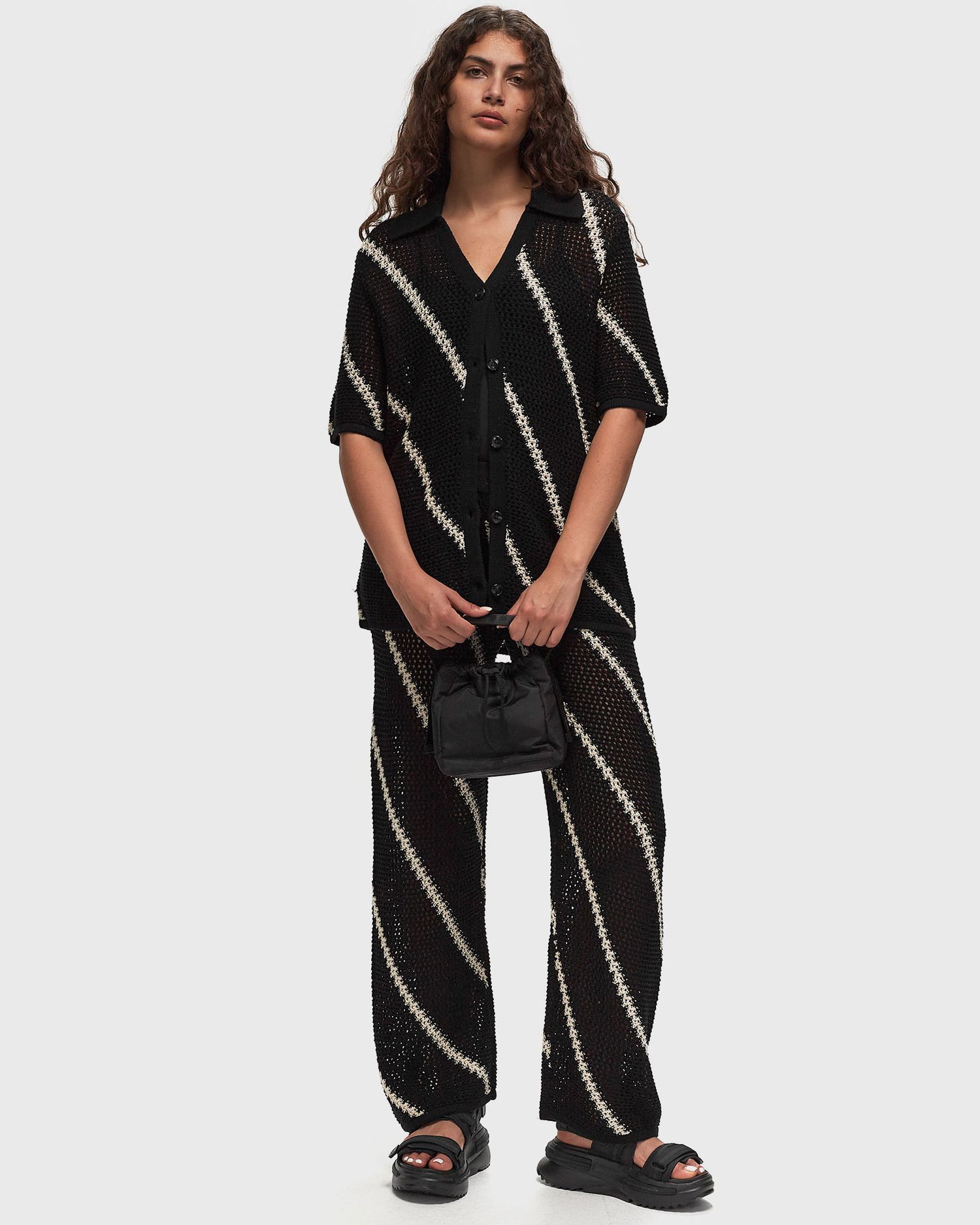Пуловер Samsoe Samsoe Samsøe & Samsøe Saisha Knitted Polo Shirt Черно | F24200030-BLACK-ST, 1