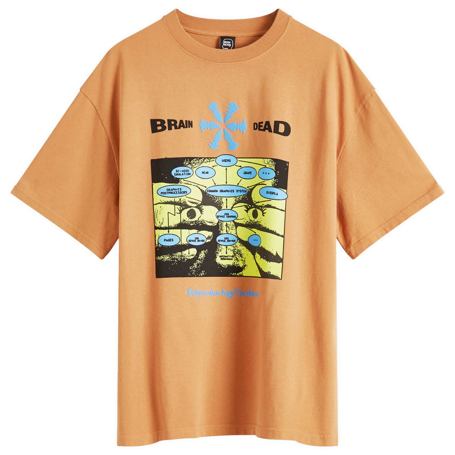 Тениска Brain Dead Information Age Occultism T-Shirt, Size Large, by Brain Dead Оранжево
 | BDP25TO00044-CUN, 0