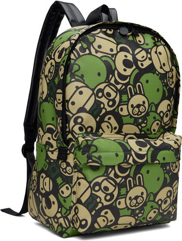 Раница BAPE A Bathing Ape Faux Leather Large Backpack Зелено | 0MXBGW4272XXO, 1