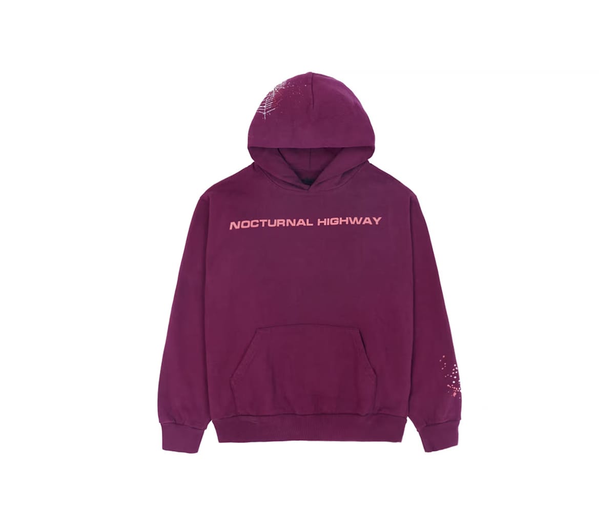 Суитчър Sp5der Nocturnal Highway Hoodie Dark Purple Бургунди | 591437014889, 0