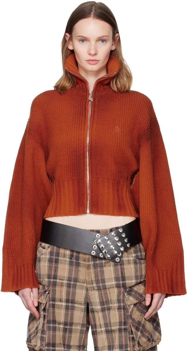 Sprayed Ribbed Wool Cashmere Cardigan