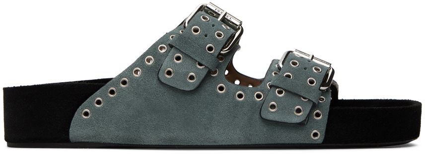 Кецове и обувки ISABEL MARANT Lennyo Eyelet Suede Buckle Sandals Синьо | 24PSD0118FA-B1B12S, 0