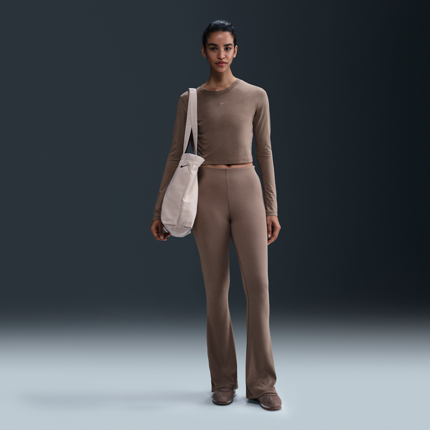 Комплект Nike Sportswear Chill Knit Ribbed Flare Leg Pants Кафяво | FQ2113-233, 1