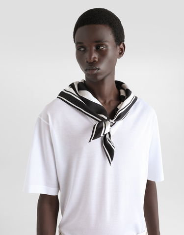Тениска Dolce & Gabbana Dolce & Gabbana Jersey T-Shirt with Silk Scarf Бяло | G8SR8TG7O8EW0800, 3