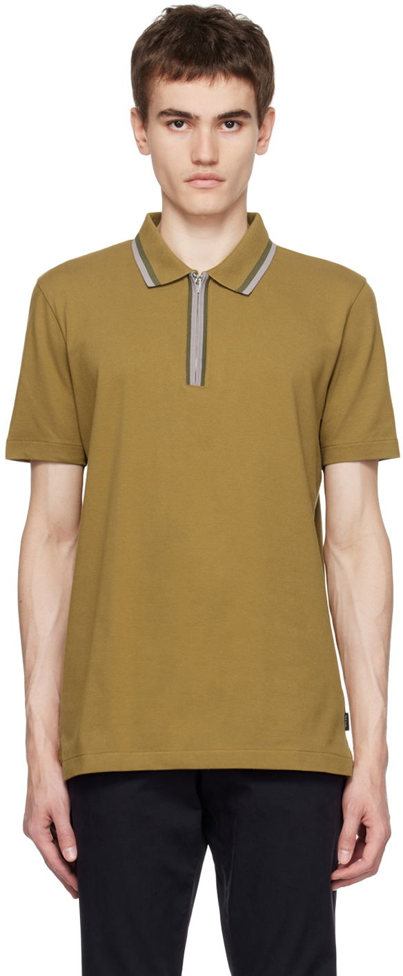Поло тениска Paul Smith PS Paul Smith Half Zip Polo Кафяво | M2R-322Y-L21511-63, 0