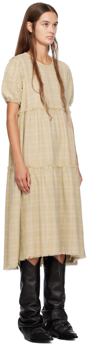 Pокля R13 R13 Shredded Relaxed Midi Dress Жълто | R13WR045-R260D, 1