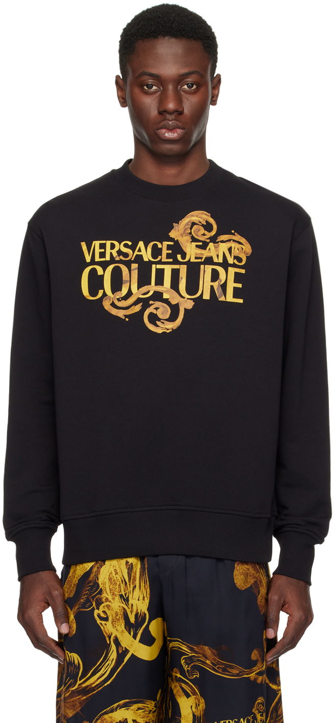 Суитчър Versace Couture Black Watercolor Couture Sweatshirt Черно | E76GAIG01_ECF01G