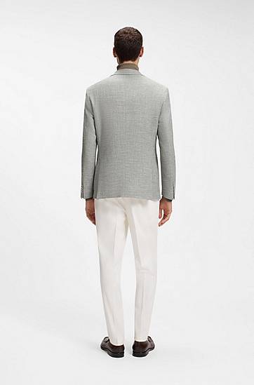 Яке BOSS Regular-fit blazer in a patterned stretch-cotton blend Сиво | 50556910, 1