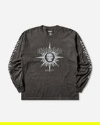 Washed Longsleeve T-Shirt with Skull Graphic and Gothic Sleeves