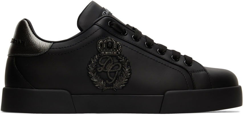 Кецове и обувки Dolce & Gabbana Black Portofino Sneakers Черно | CS1761AH164, 0