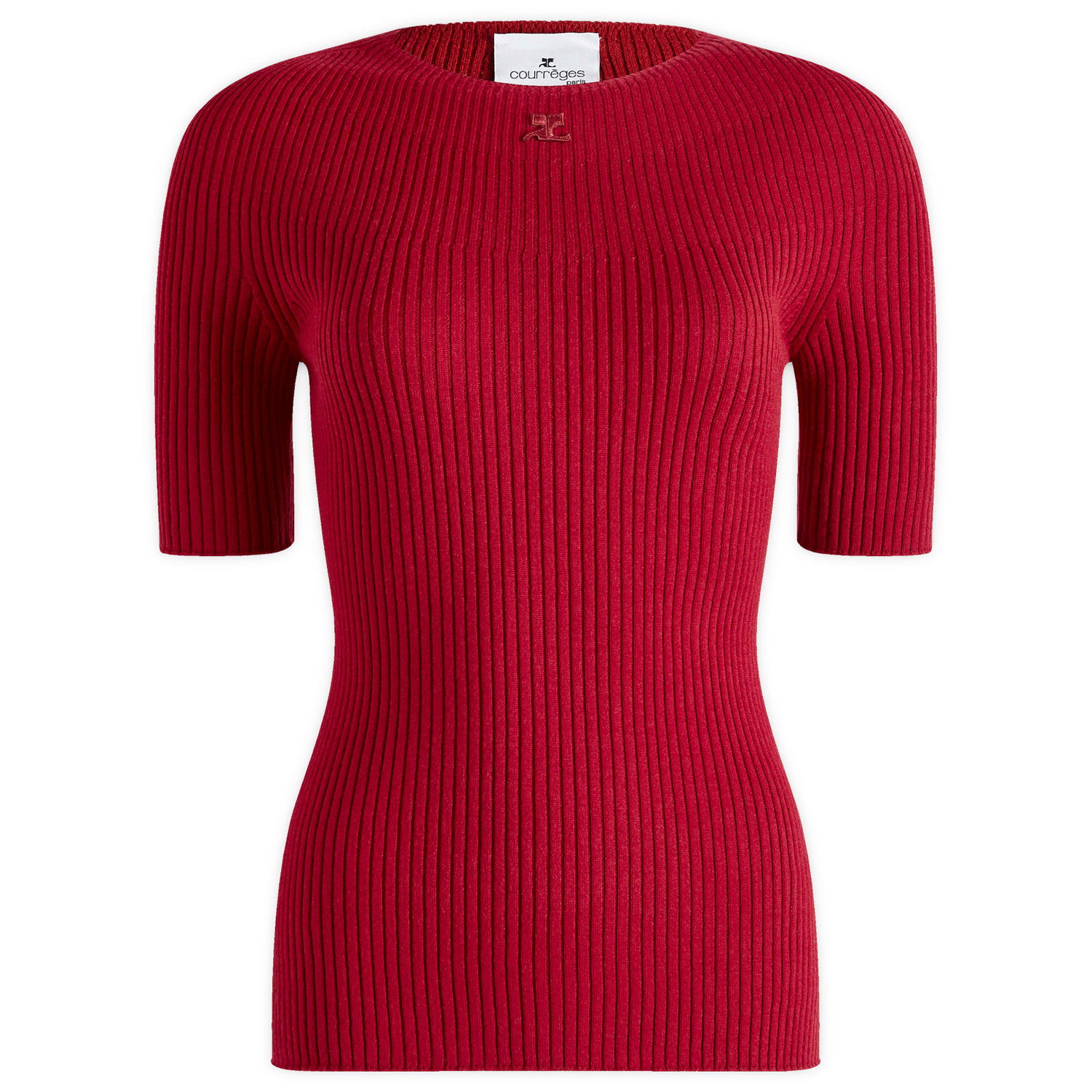 Тениска Courrèges Short Sleeves Light Rib Sweater Червено | 124MPU130FI0049-4031, 1