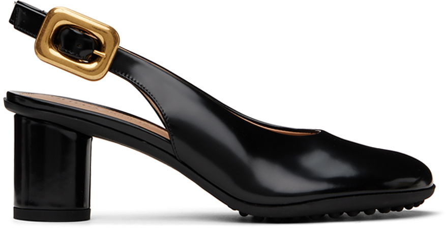 Кецове и обувки Bottega Veneta Leather Slingback Pumps with Buckle Черно | 778535 V2LR0, 0