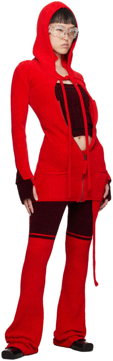 Пуловер Ottolinger Ottolinger Extended Knit Hoodie Червено | 706701, 3
