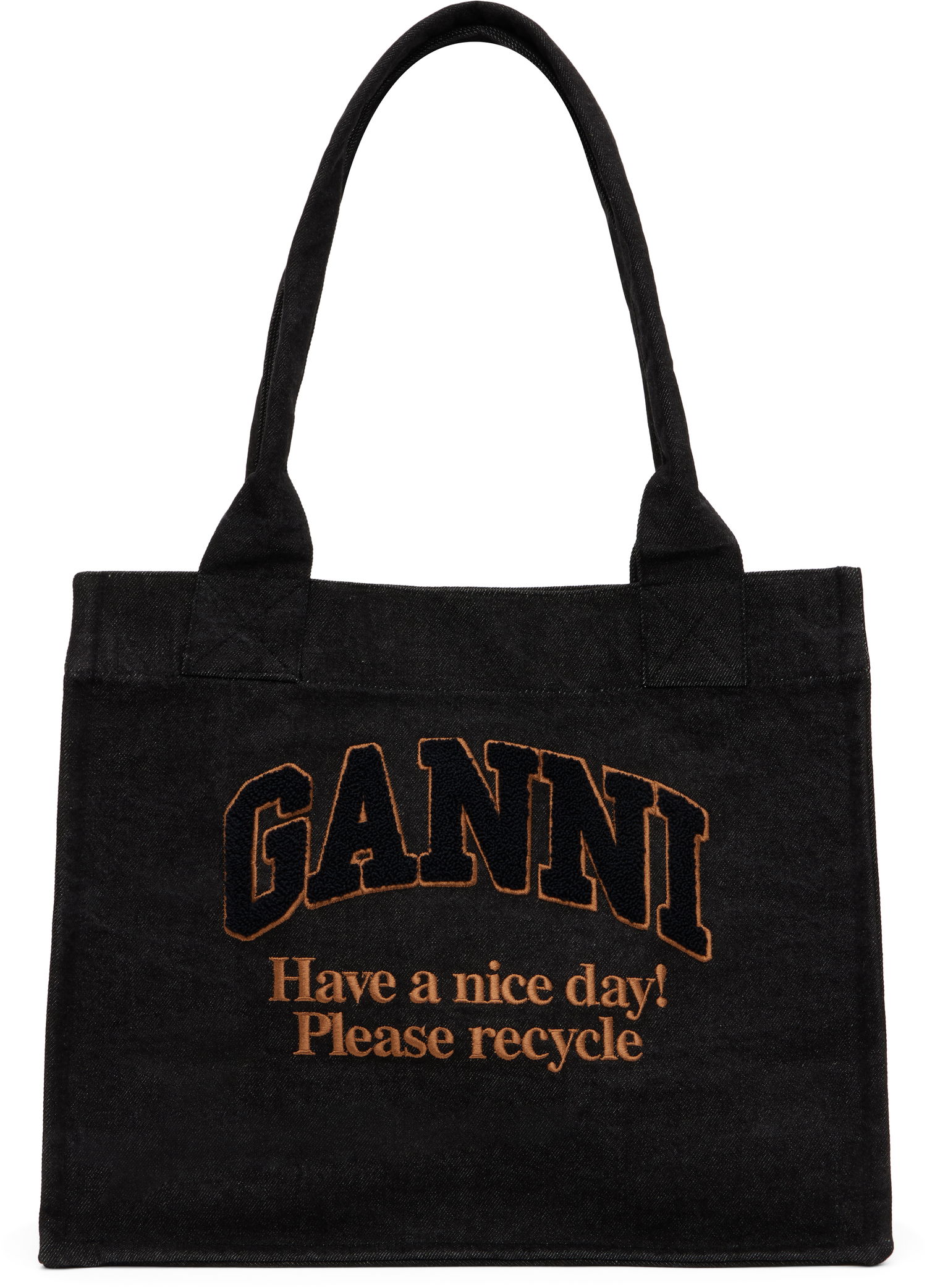 Голяма пазарска чанта GANNI GANNI Large Denim Tote Черно | A6583, 0