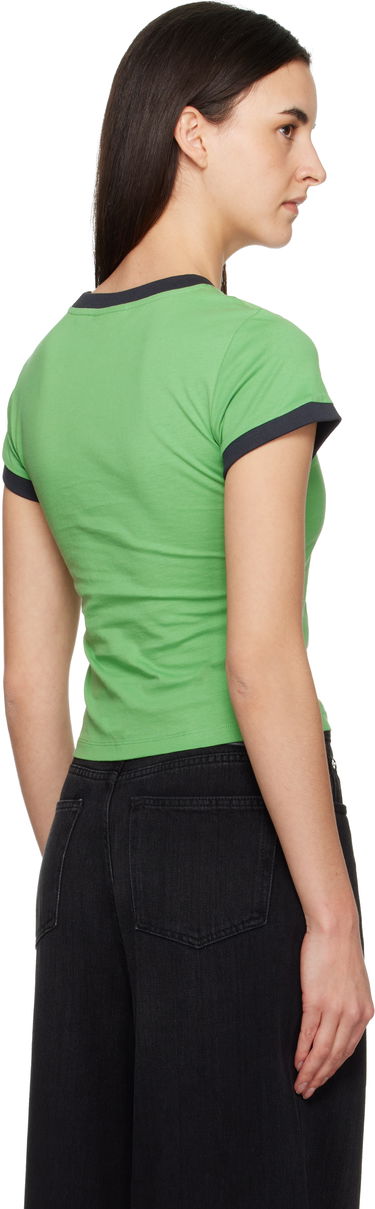 Тениска GANNI Basic Cotton Jersey Peony Baby Fit T-shirt Зелено | T4227, 2