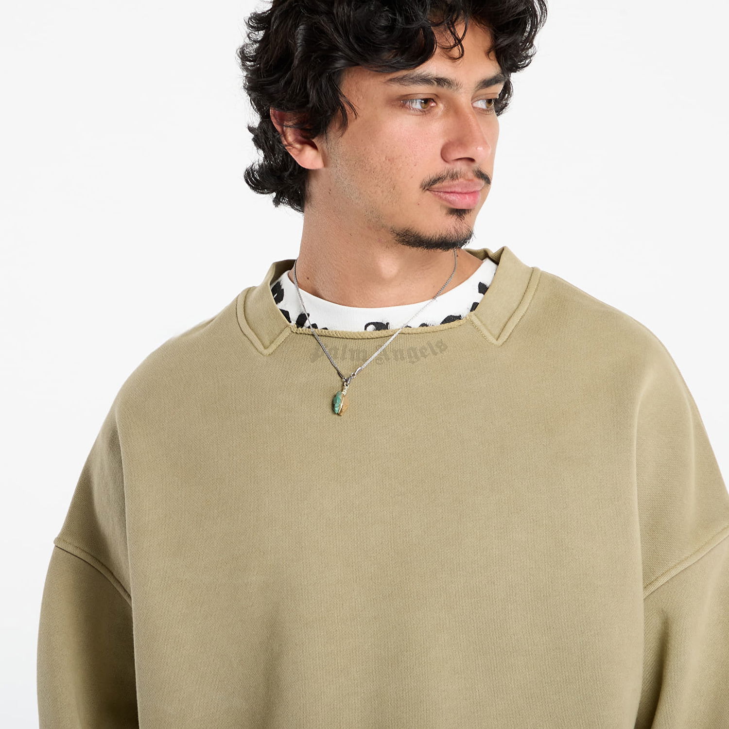 Суитчър Palm Angels Palm Angels Loose Collar Crew Sweatshirt Зелено | PMBA08KF25FLE0015852, 1