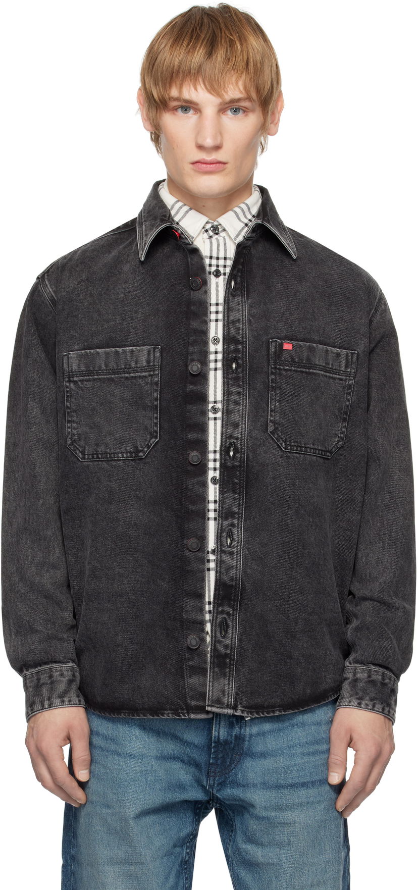 Риза BOSS Faded Denim Shirt Черно | 50534220