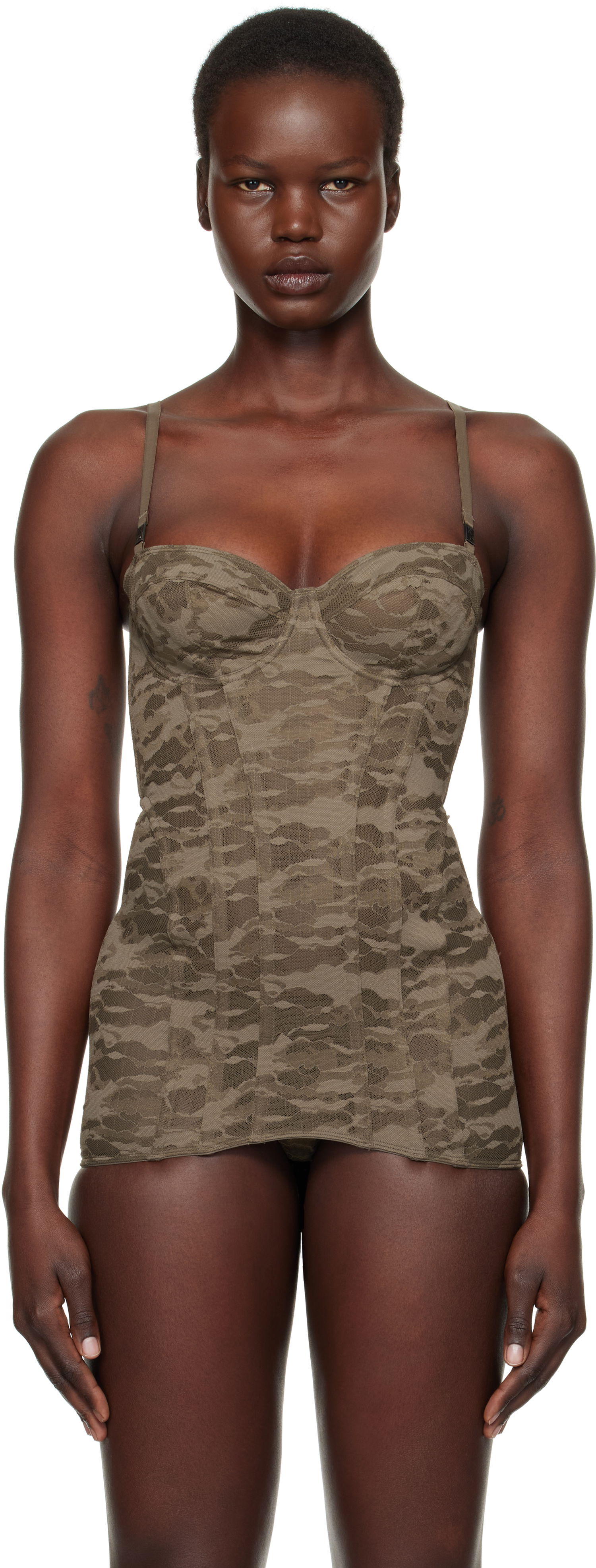 боди Diesel Camo Lace Slip Corset Зелено | A15609 0LKBX, 0