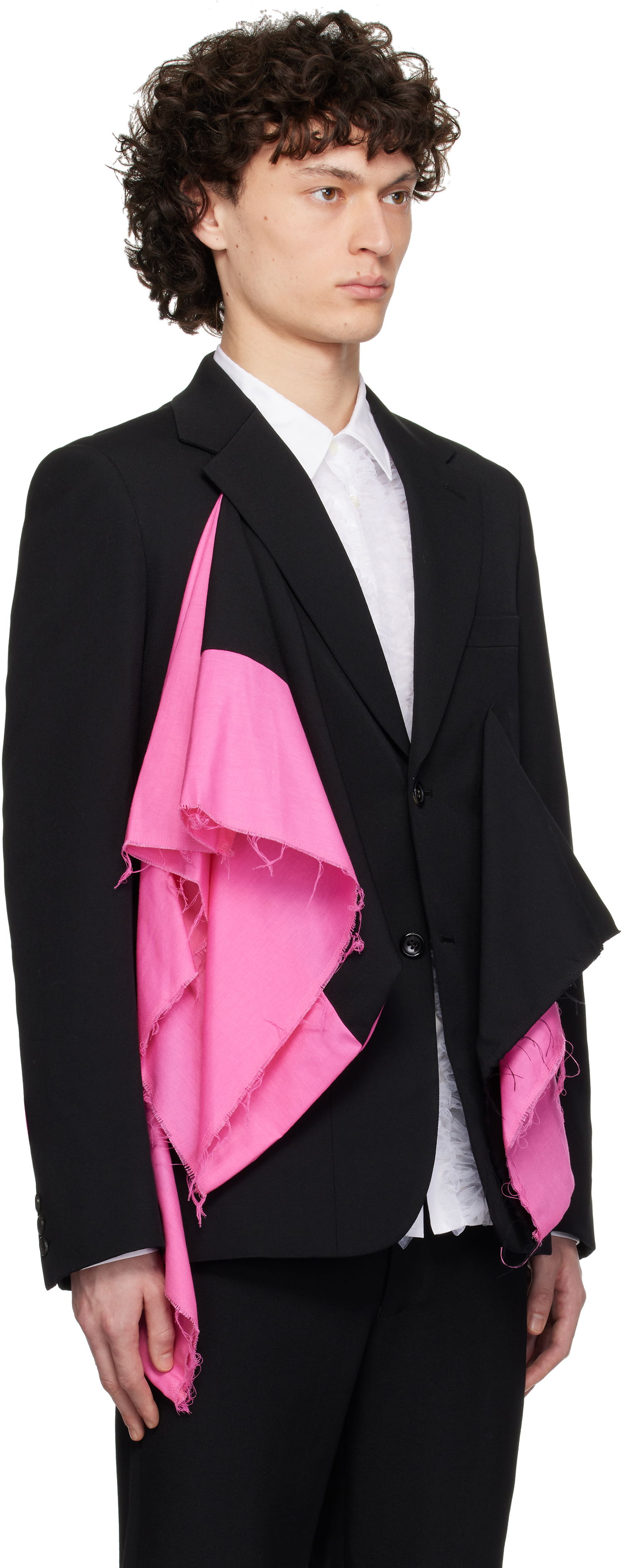 Яке Comme des Garçons Comme des Garçons Homme Plus Gabardine Blazer with Draped Detail Черно | PO-J054-051, 1