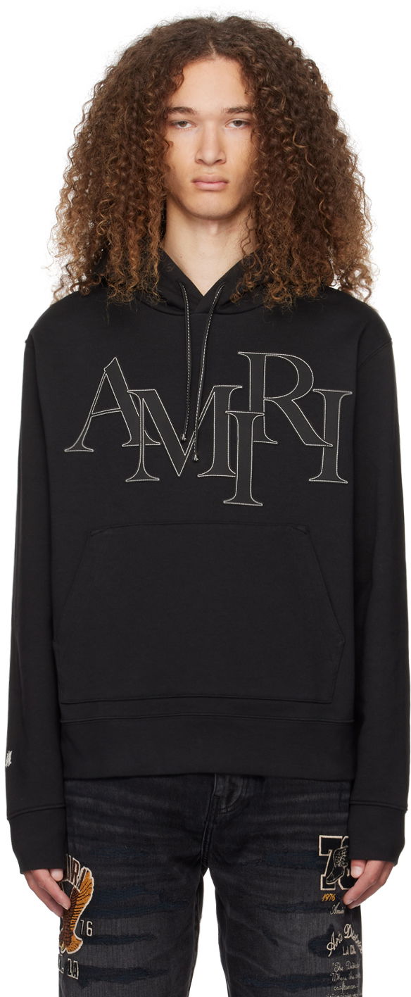 Суитчър AMIRI Staggered Hoodie Черно | PS24MJL016, 0