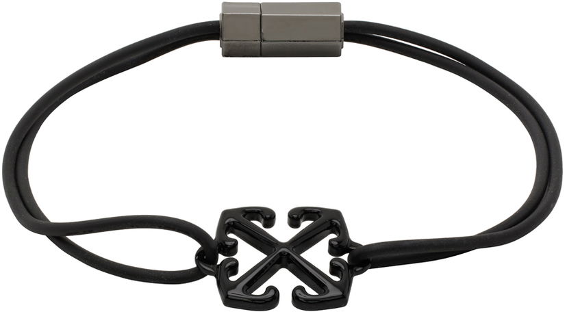 Гривна Off-White Black Arrow Rubber Bracelet Черно | OMOA10AF24MET0011010