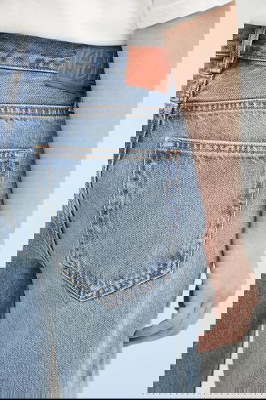 Дънки Anine Bing Hugh High Waist Distressed Wide-Leg Jeans Синьо | A.06.10852, 4