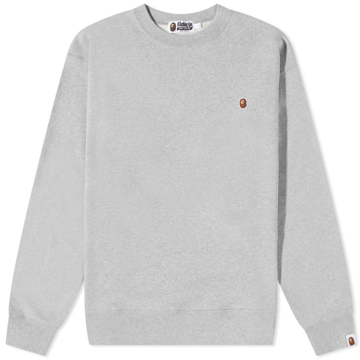 Суитчър BAPE Head One Point Relaxed Fit Crew Sweat Grey Сиво | 001SWJ301015M-GRY, 0