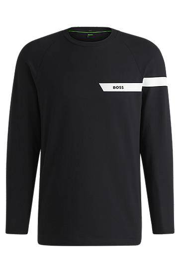 Пуловер BOSS BOSS Stretch Cotton T-Shirt with Logo Черно | 50550300, 0