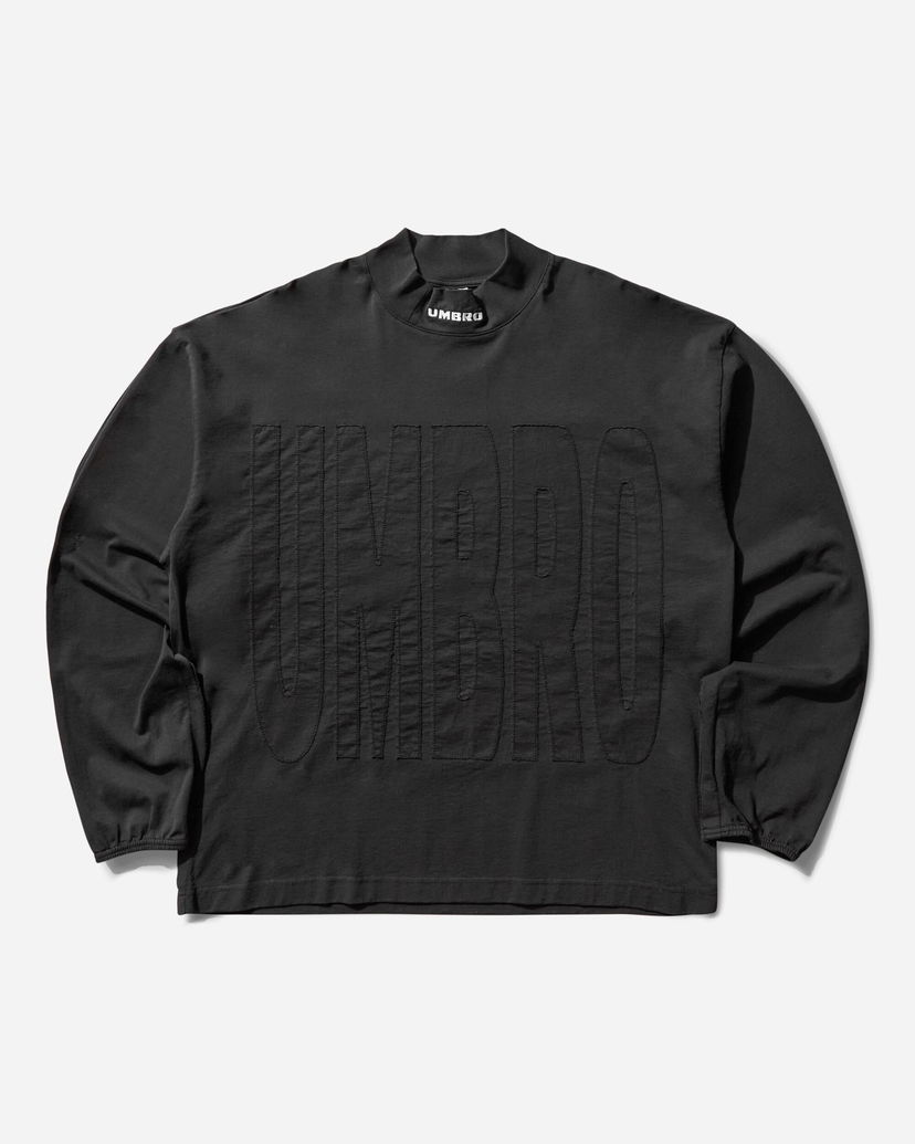 Тениска Umbro Acuto Mock Longsleeve T-Shirt with Embossed Logo Черно | UBMW0363JY105 BLK0020